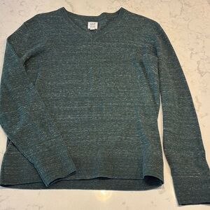 GAP Men's Hunter Green Heathered V-Neck Sweater